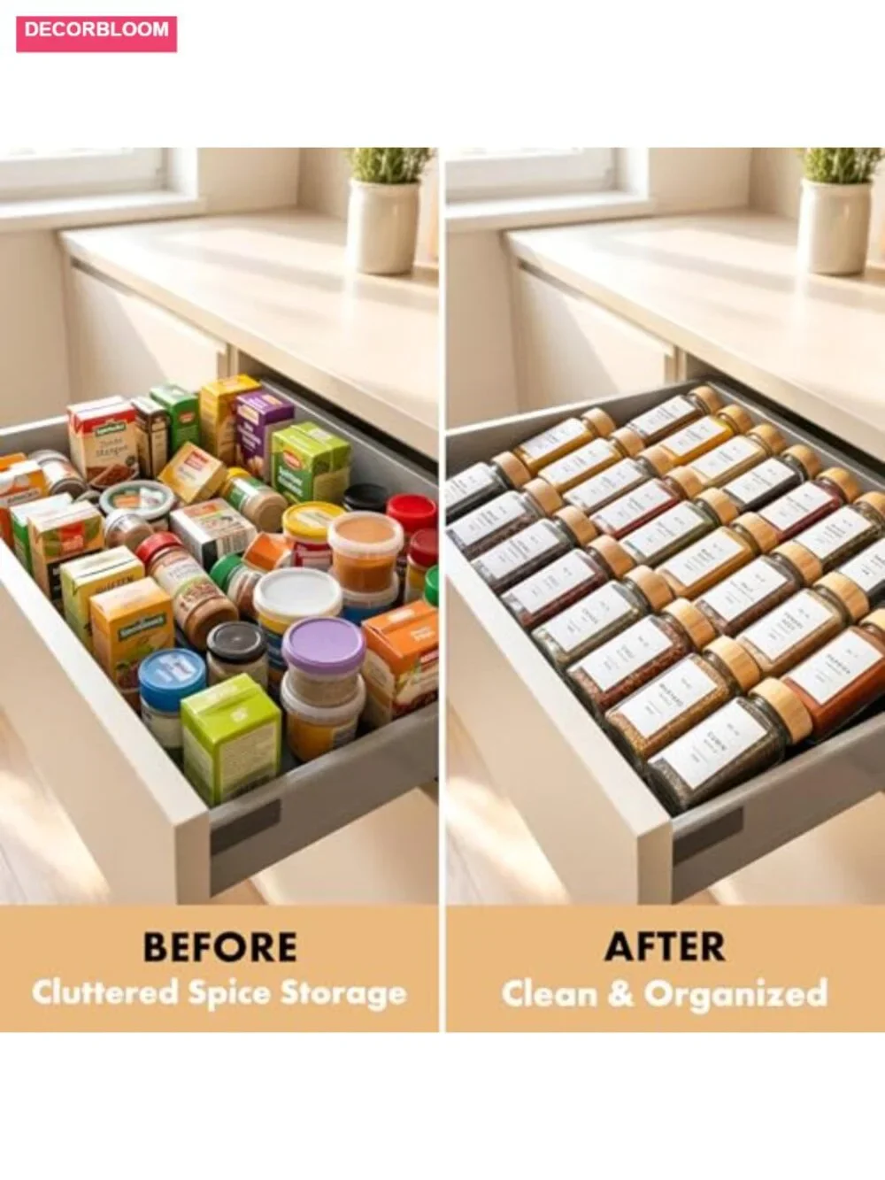 Square Spice Jars with Bamboo Wooden Lid (Pack of 24) with Shaker Insert and